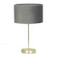 image 1 of ValueLights Charlie Gold Table Lamp Grey Velvet Shade and Bulb