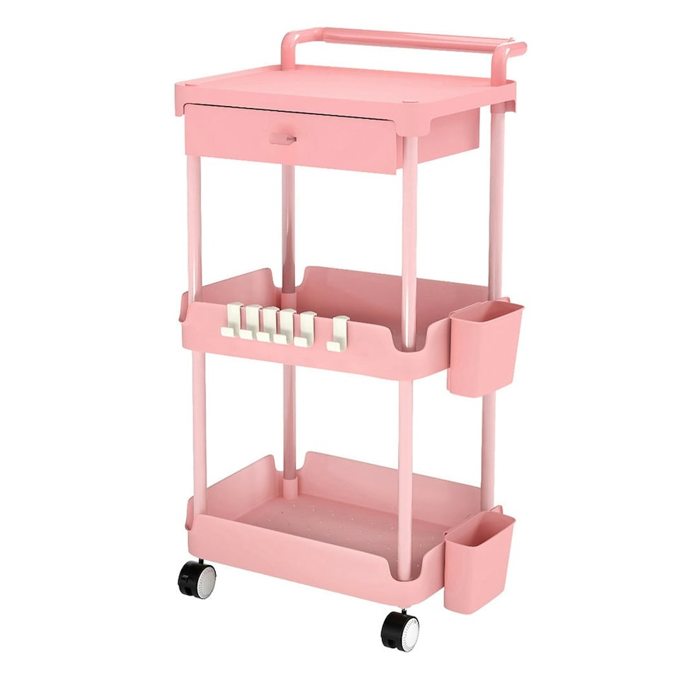 image 1 of Levede 3 Tier Storage Trolley Cart on Wheels Kitchen Utility Rolling Rack Shelf