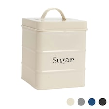 Harbour Housewares Cream Vintage Metal Kitchen Sugar Canister Kitchen Caddy Kitchen Storage Containers Canisters