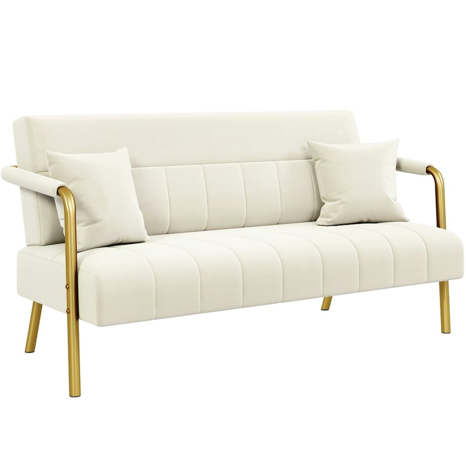 image 1 of Yaheetech Upholstered Sofa Couch with Gold-tone Metal Arms and Legs
