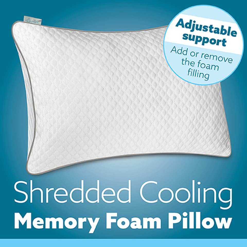 image 1 of Aamira Cooling Memory Foam Pillow Adjustable Orthopaedic Support Washable Cover 1 Pack | White | White | 1 Pack | 1