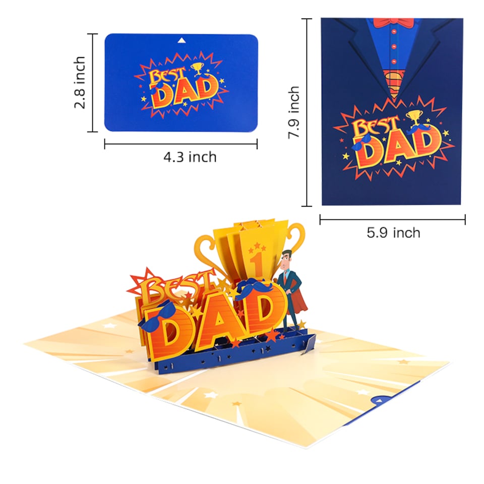 image 1 of Best Dad Trophy 3D Pop Up Father's Day Card