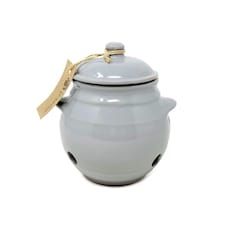 Verano Spanish Ceramics Rustic Pastel Garlic Jar - 15cm Grey | Grey