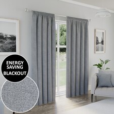 Enhanced Living Dallas Blackout Thermal Grey Curtains with 3 inch Tape Top Header (PAIR) - 46x72 inch (117x183cm)
