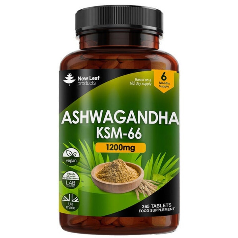 image 1 of Ashwagandha KSM 66 Tablets - Brain, Mood & Anxiety Support - Vegan 365 Tablets