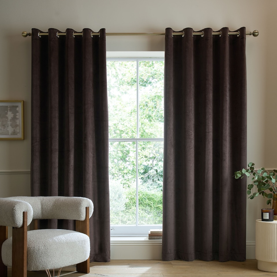 image 1 of Catherine Lansfield Super Thermal Blackout Matt Velour Eyelet Curtains