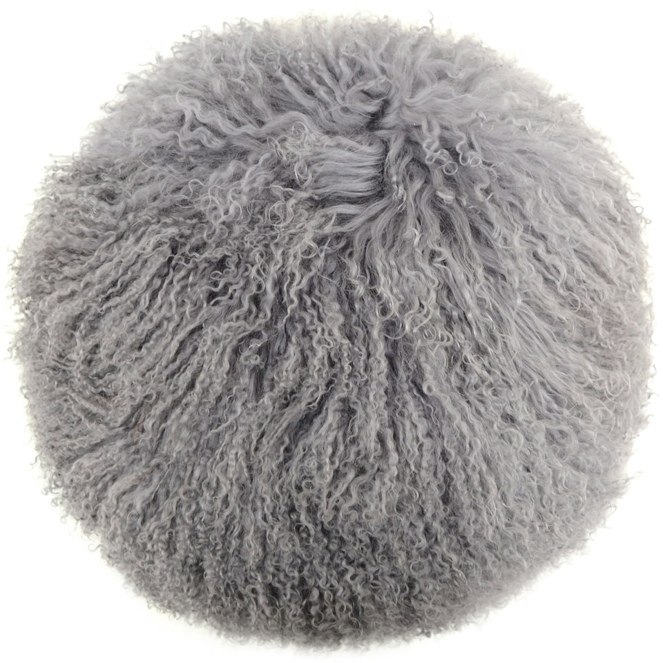 image 1 of SNUGRUGS Mongolian Sheepskin Cushion - Round - 40cm | Grey | Round 40cm