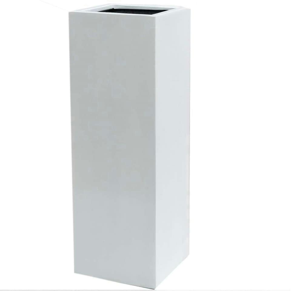 image 1 of Primrose White Large Stone Composite Effect Tall Cube Planter 1m