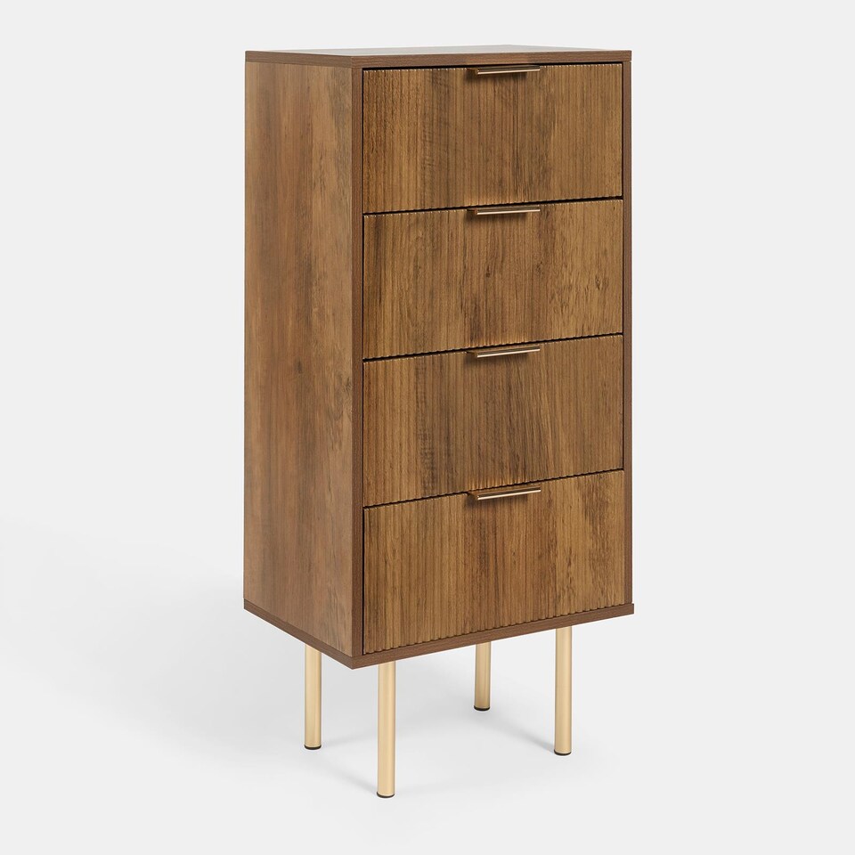 image 1 of OHS 4 Drawer Modern Ribbed Office Side Bedroom Nightstand Bedside Table