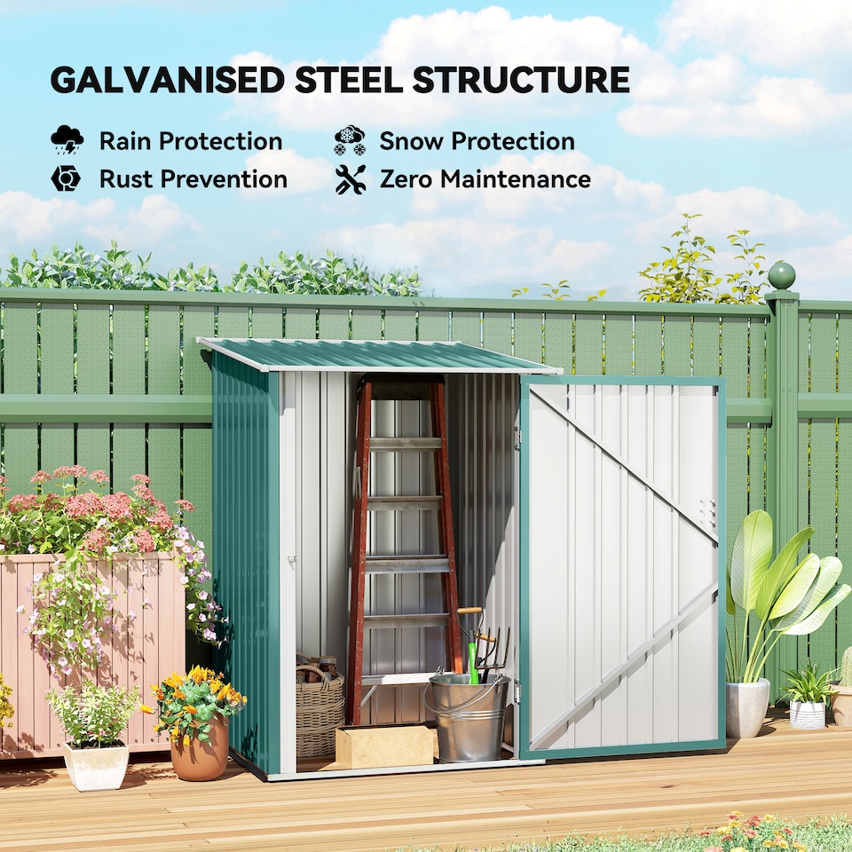 image 1 of Outsunny 3.3ft x 3.4ft Outdoor Storage Shed Steel Garden Shed w/ Lockable Door | Green