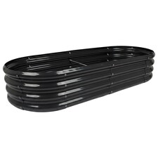 Harbour Housewares Raised Garden Bed - Anthracite Rounded Bottomless Metal Raised Galvanised Steel Planter Box 180 x 90cm