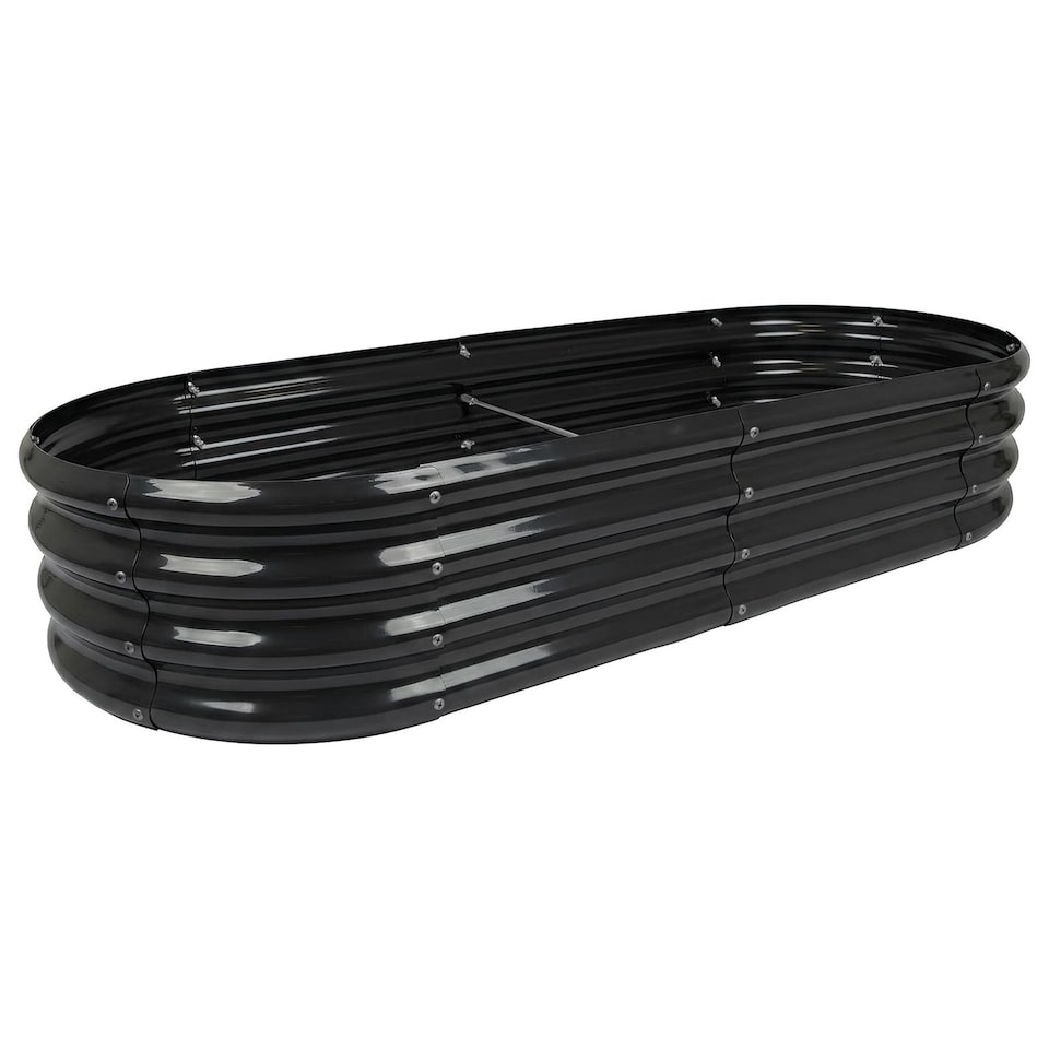 image 1 of Harbour Housewares Raised Garden Bed - Anthracite Rounded Bottomless Metal Raised Galvanised Steel Planter Box 180 x 90cm