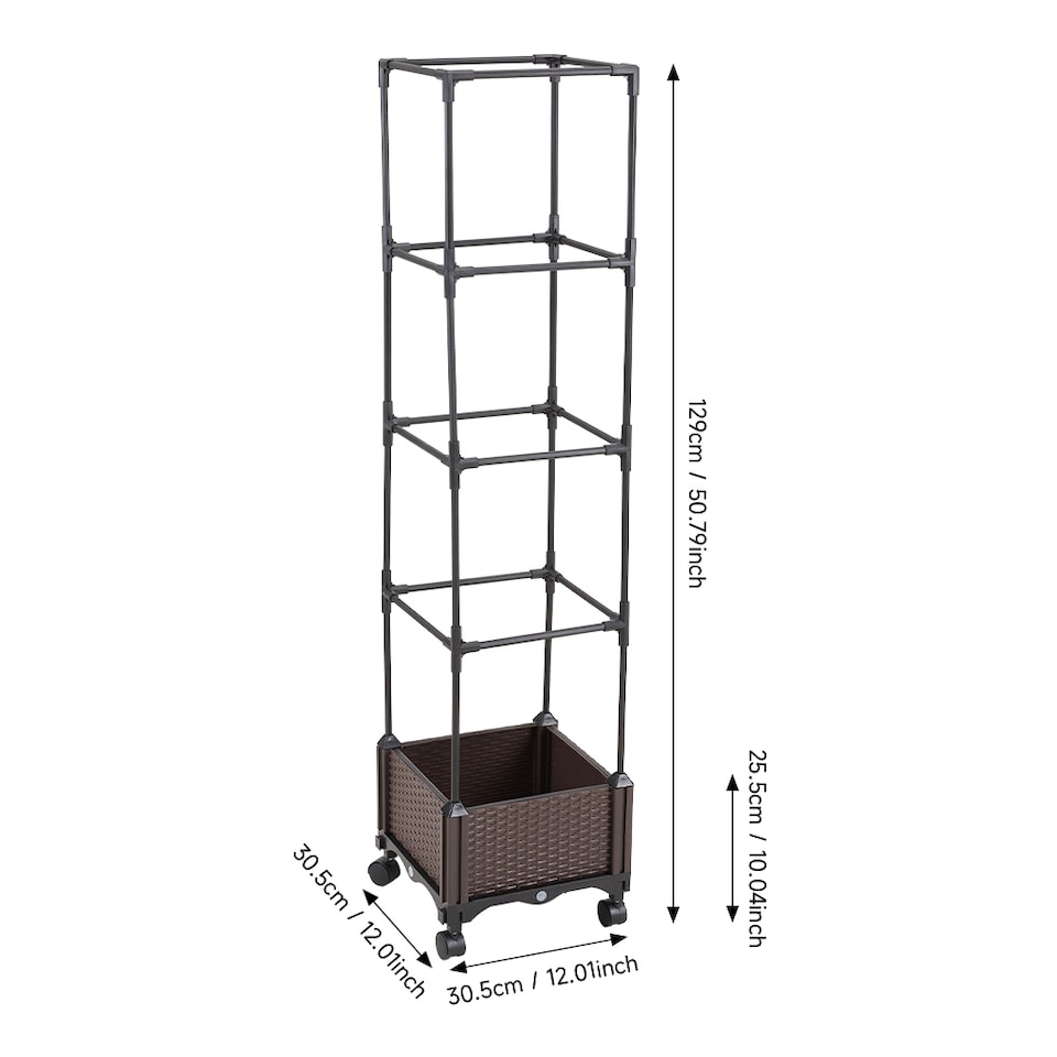 image 1 of Living and Home Rolling Raised Garden Bed with Trellis – Plant Caddy & Flower Stand