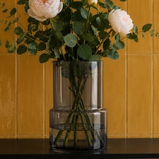 26cm Grey Smoke Glass Vase