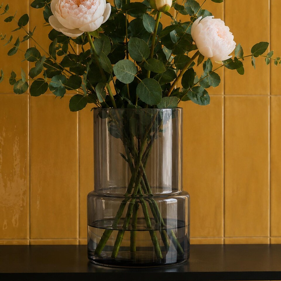 image 1 of 26cm Grey Smoke Glass Vase
