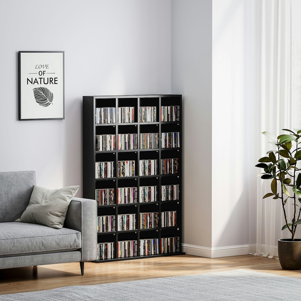 image 1 of HOMCOM DVD CD Media Storage Rack, Video Display Unit, 89 x 130.5 cm, Black
