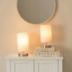 image 1 of ValueLights Satin Touch Dimmer Bedside Table Lamp With Pink Cylinder Light Shade