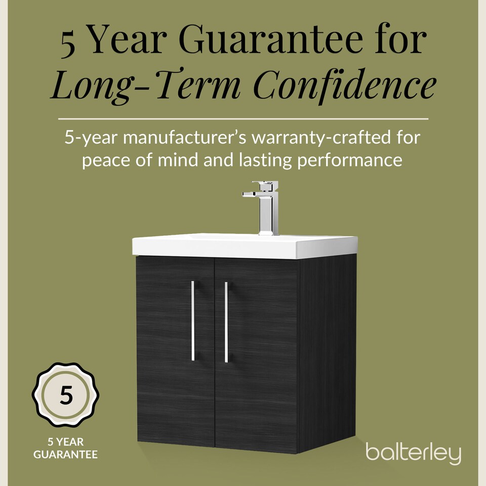 image 1 of Balterley Contemporary Bathroom Wall Hung 2 Soft-Close Door Vanity Unit & Mid-Edge Basin | Black | Charcoal Black
