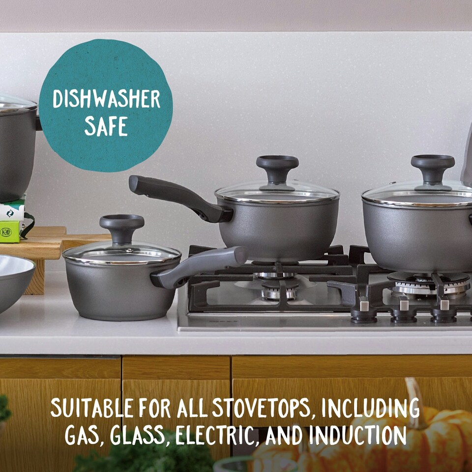 image 1 of Earth Pan Ceramic Non-Stick Saucepan & Frying Pan Set - 5 Piece