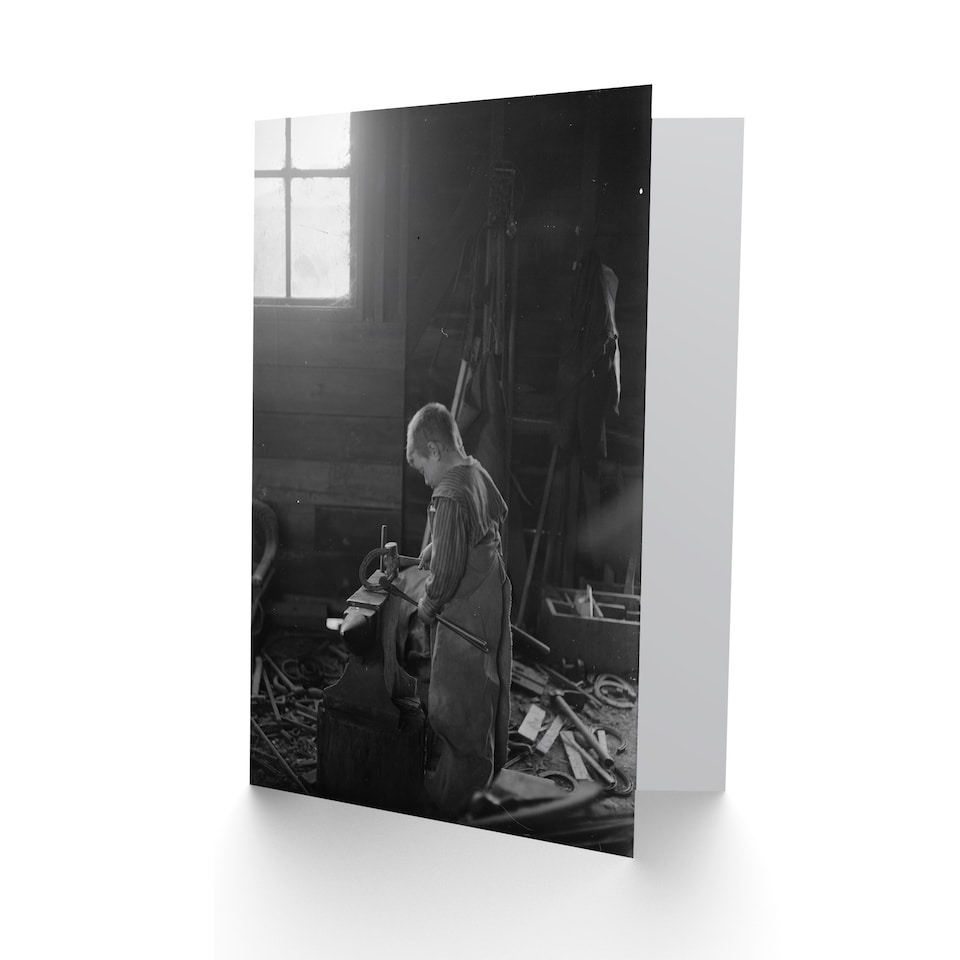 image 1 of Fred Brockett Blacksmiths Apprentice Boy Photograph Art Greeting Card
