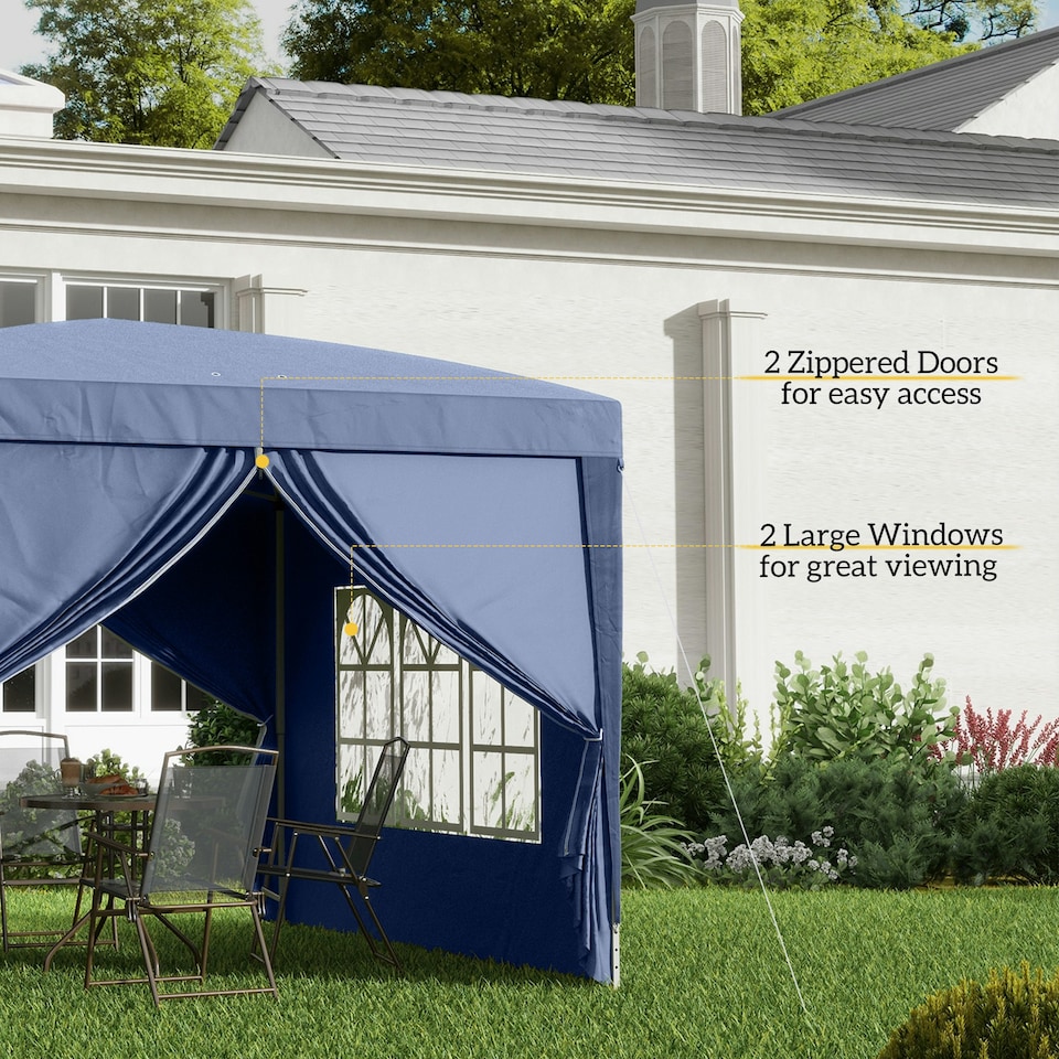 image 1 of Outsunny 3mx3m Pop Up Gazebo Party Tent Canopy Marquee with Storage Bag Blue