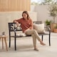 image 9 of Garden Vida 3 Seater Steel Garden Bench Outdoor Patio Seating, Rose
