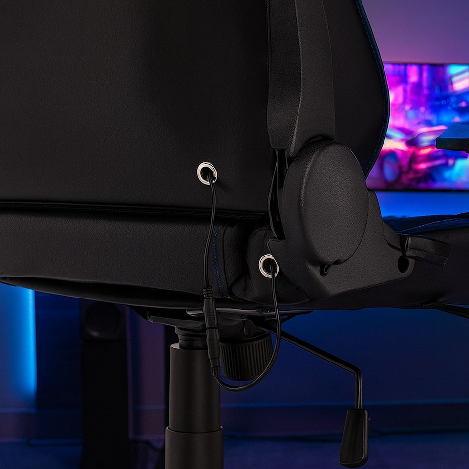 image 1 of Neo Black Leather Gaming Chair with LED Lights