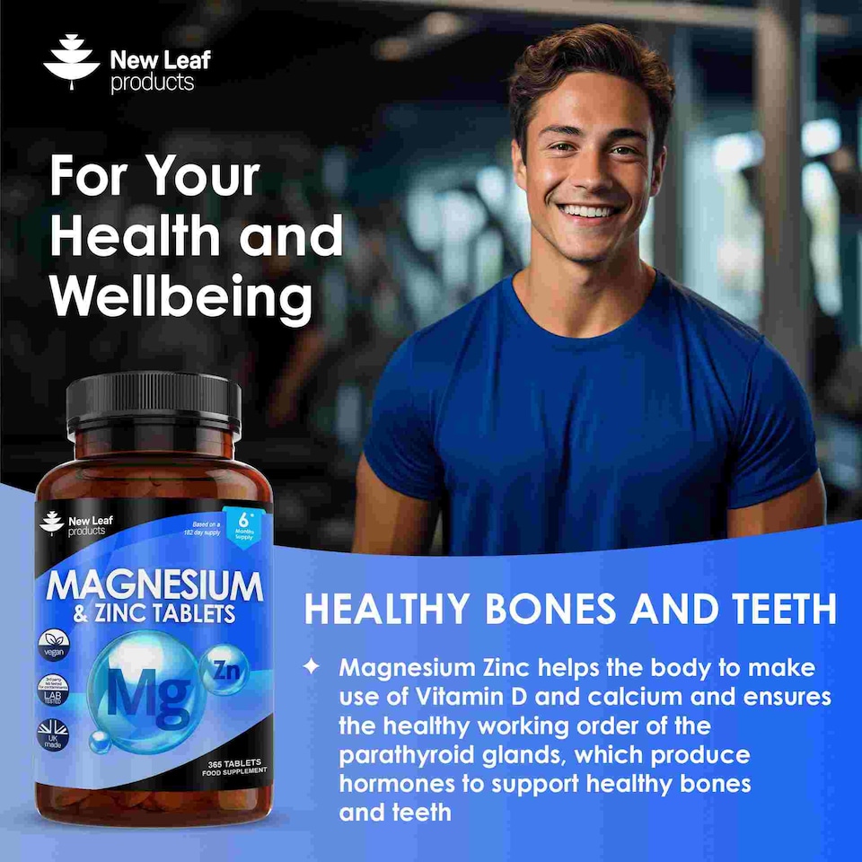image 1 of Magnesium Supplements + Zinc 365 Tablets – Bones