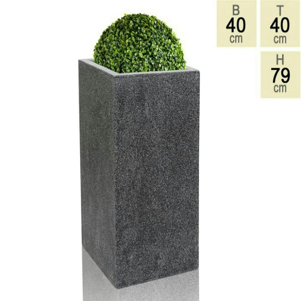 image 1 of Primrose Poly Terrazzo Stone Large Grey Tall Cube Patio Planter 79cm