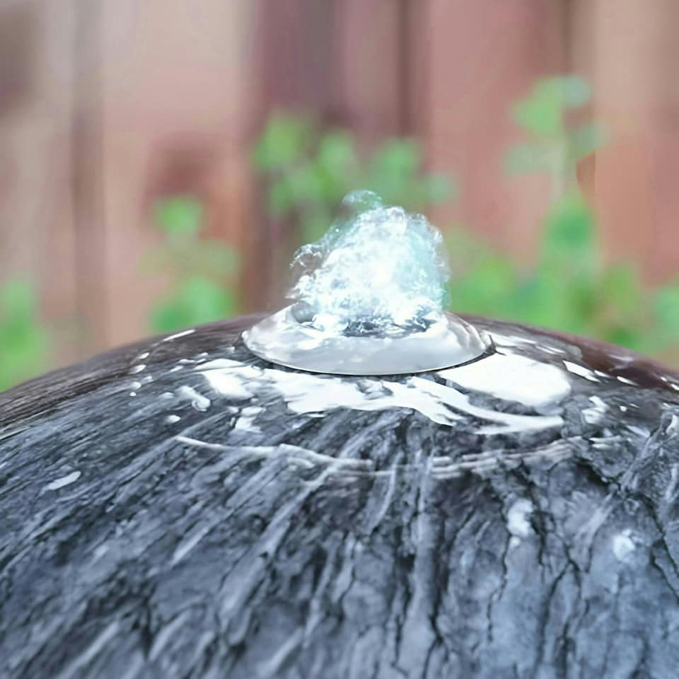 image 1 of Primrose Echo Falls Marble Sphere Stainless Steel Water Feature with LEDs 50cm