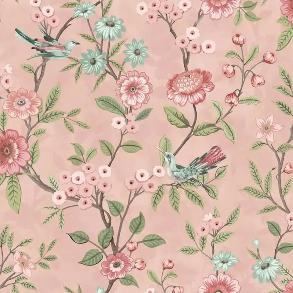 Fine Decor Eleanor Floral Wallpaper - Pink - 10m x 53cm