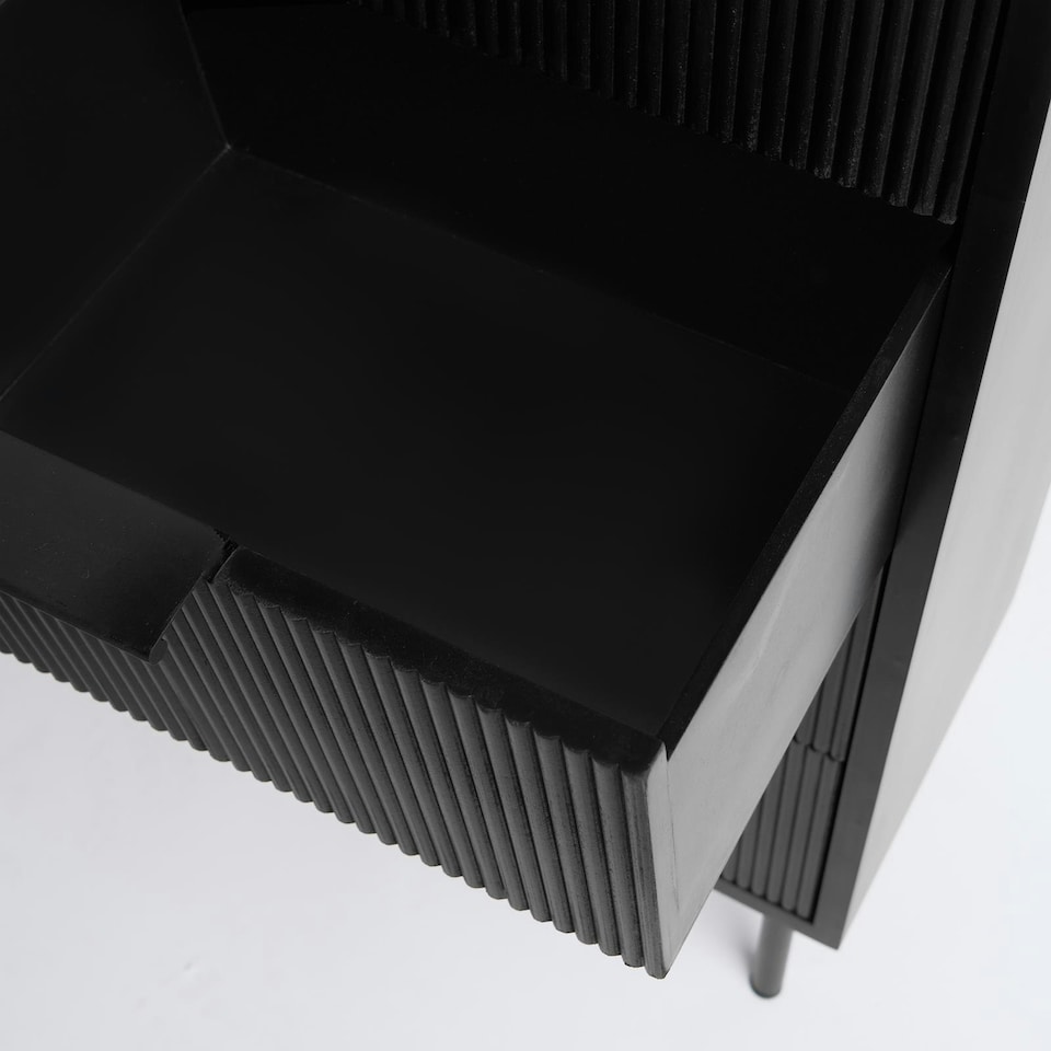 image 1 of OHS 4 Drawer Modern Ribbed Office Side Bedroom Nightstand Bedside Table - Black