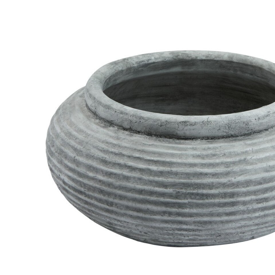image 1 of Athena Round Ribbed Planter - Ceramic - L41 x W41 x H19 cm - White White
