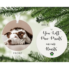 Personalised Pawprints on Our Hearts Photo Upload Decoration Sympathy