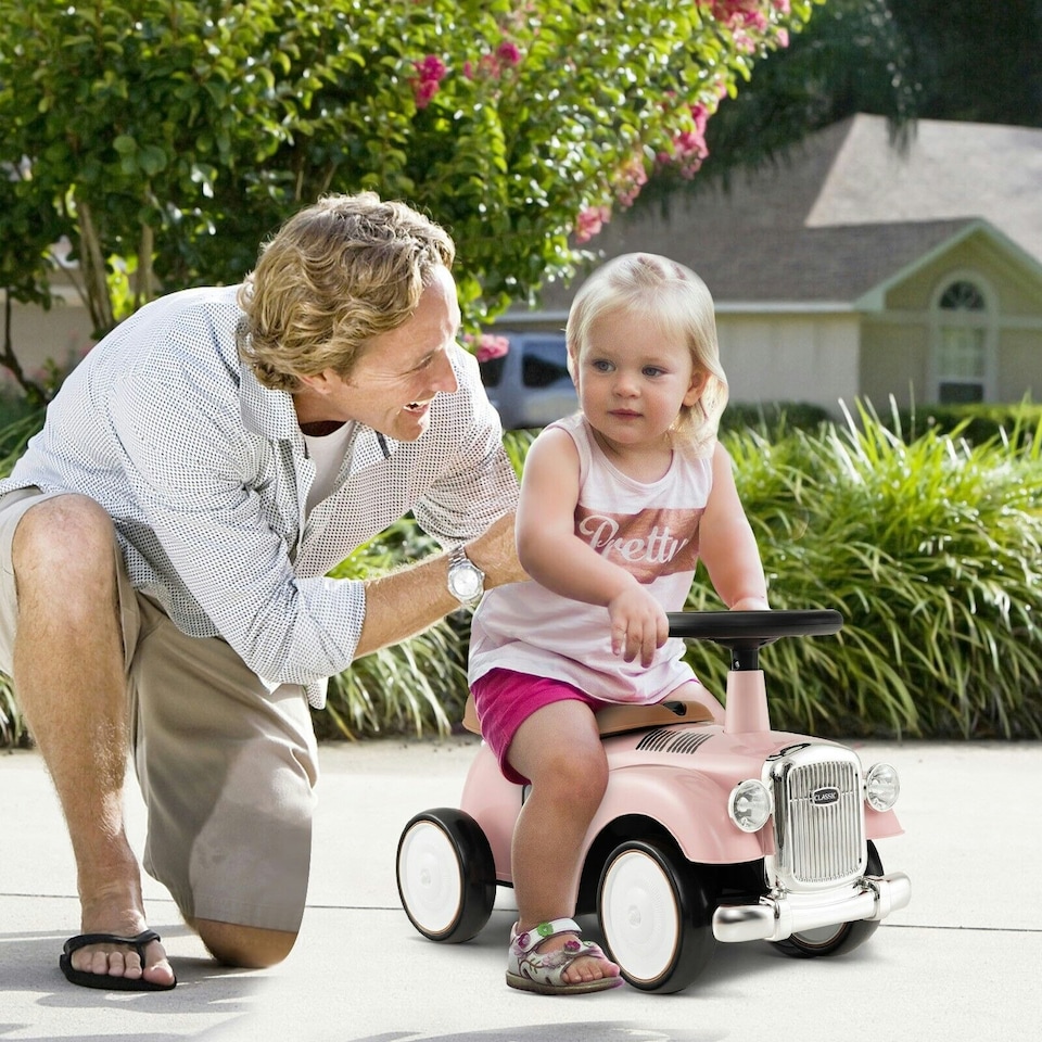 image 1 of COSTWAY Kids Ride on Push Car Toddler Sliding Car Pink