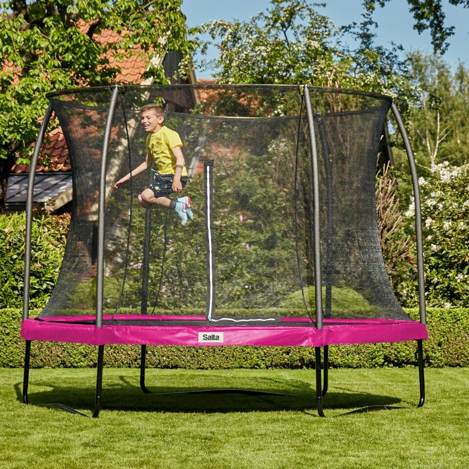 image 1 of 10ft Salta Pink Round Comfort Edition Trampoline with Enclosure