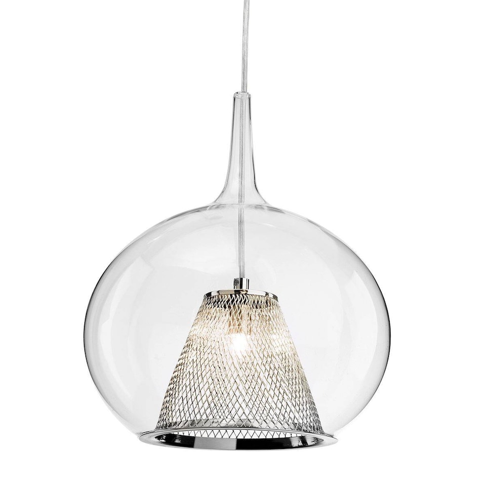 Arlo 1 Light Ceiling Pendant Chrome, Clear Glass, G9