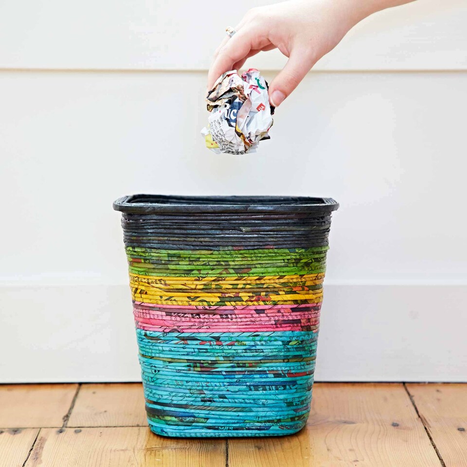 image 1 of Recycled Newspaper Waste Paper Basket