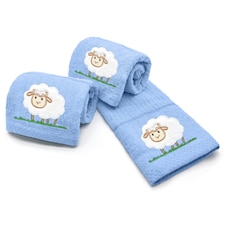 Velosso Sheep Embroiderd Cotton Tea Towel 3 Pack Blue | Blue | One size