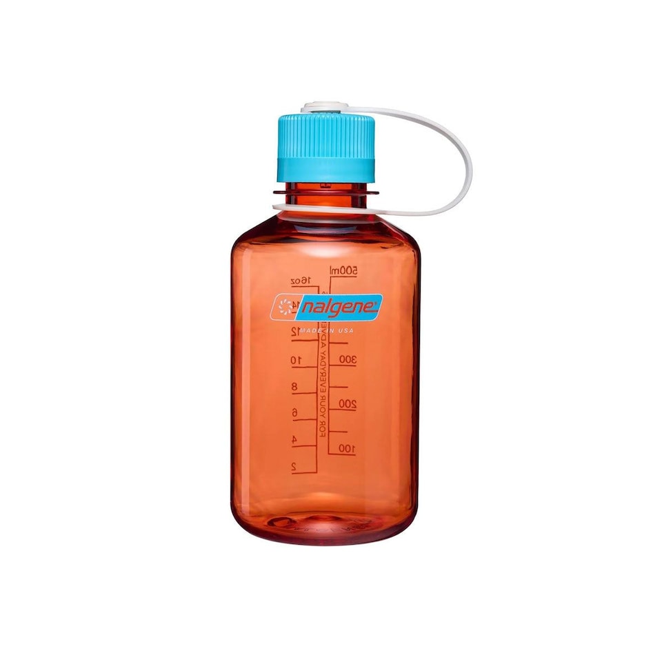 image 1 of Nalgene Narrow Mouth 500ml Tritan Renew Water Bottle - Flame - Blue Atoll Cap