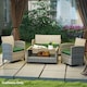 image 8 of Outsunny 3PCs Rattan Garden Seat Cushions Pads for Patio Furniture | Green | Green | 3