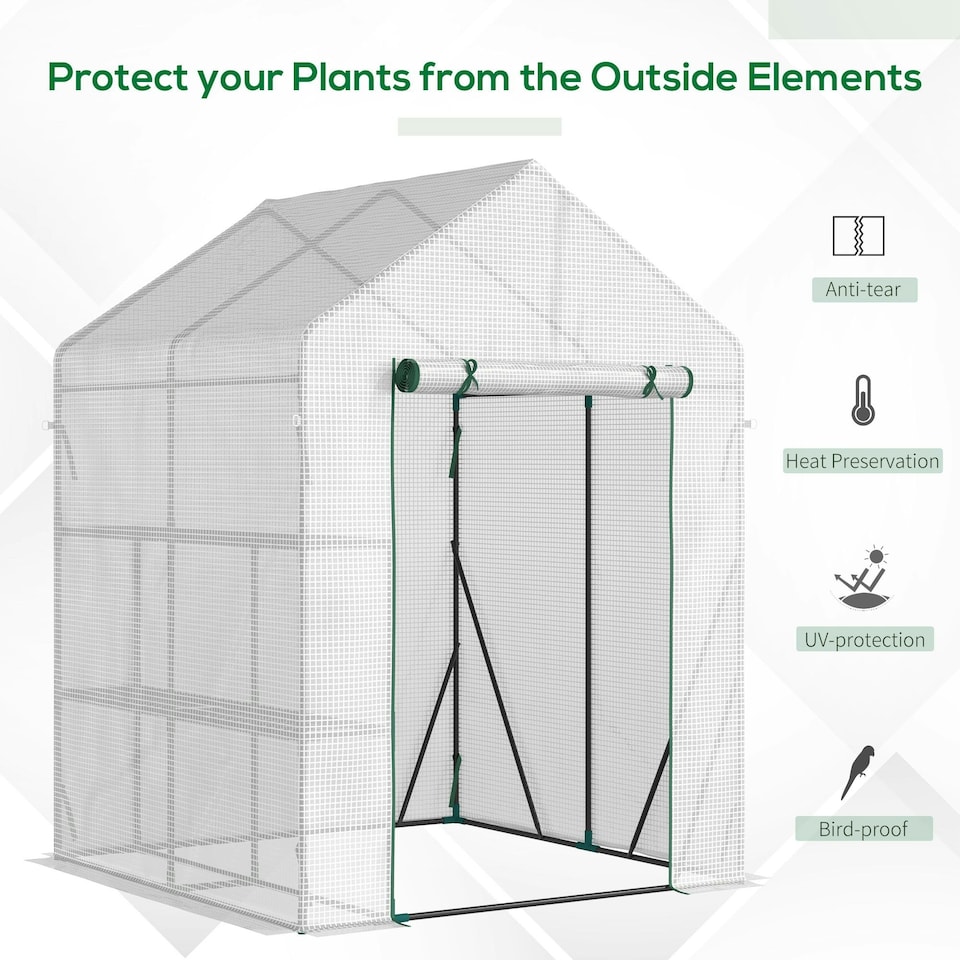 image 1 of Outsunny Greenhouse for Outdoor, Portable Gardening Plant Grow House w/ Shelf