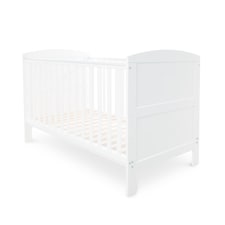Coleby Classic Cot Bed & All Seasons Premium Pocket Sprung Mattress - Convertible Cot, Birth to 4 Years, Adjustable Base & Teething Rails (White)