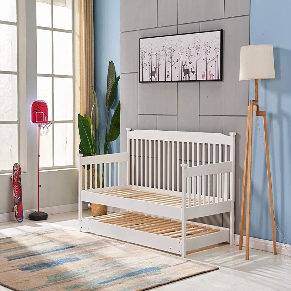 image 1 of Daybed With Trundle white 3ft single wooden pull out guest room bedroom