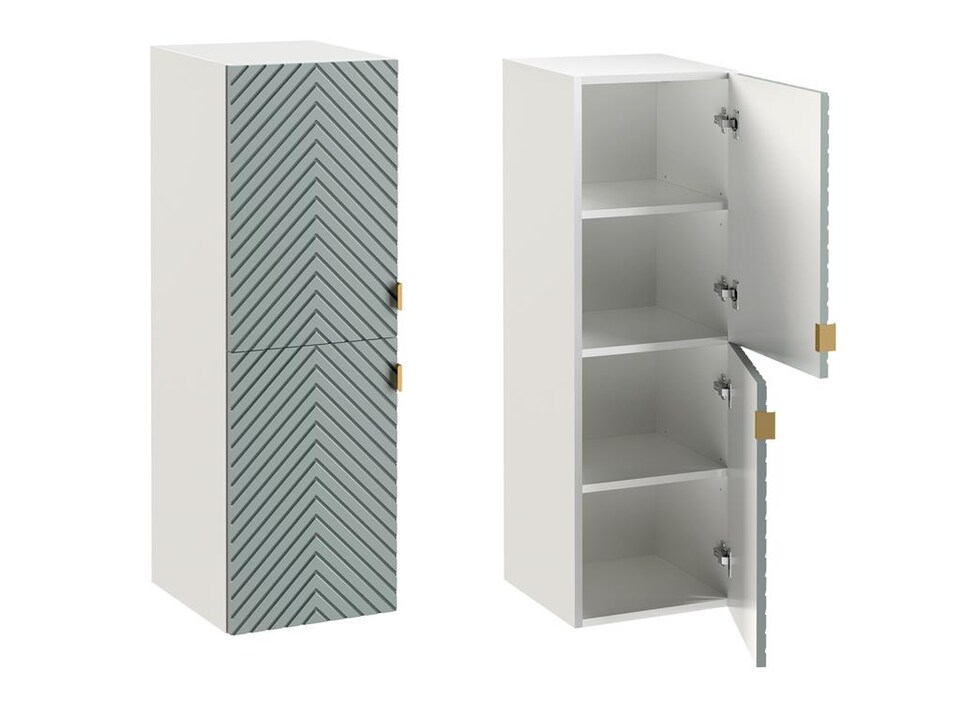 image 1 of Bathroom Wall Cabinets Furniture Set Green 600mm Vanity Tallboy Herringbone Cara