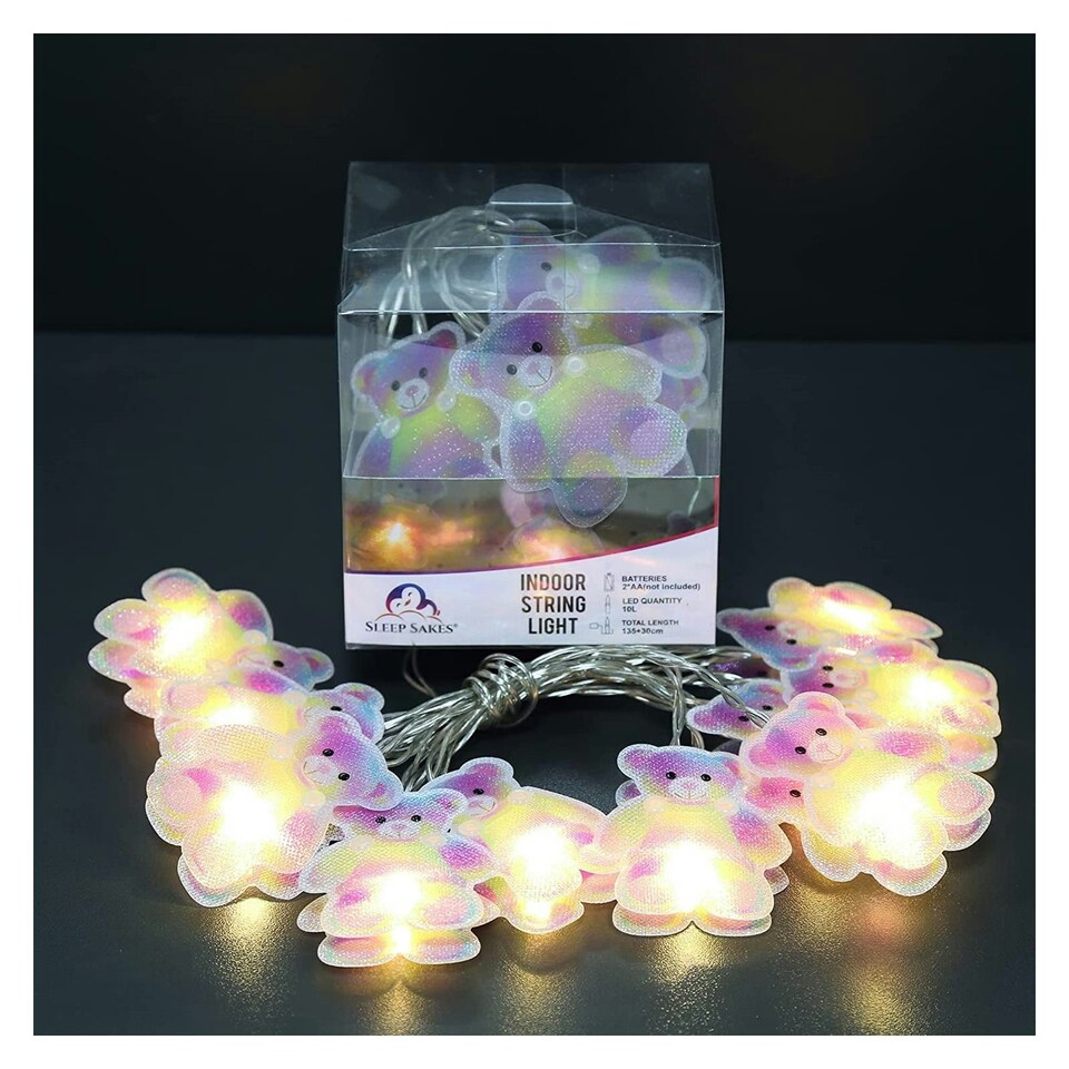 Sleep Sakes 10 String Lights 135cm - Rainbow Teddy N/A