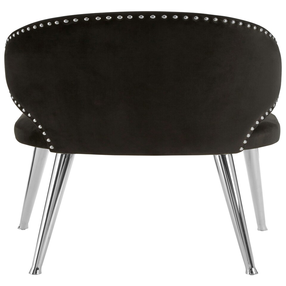 image 1 of Interiors by Premier Black Velvet Dining Chair, Accent Dining Chair for Living Room, Upholstered Velvet Chair with Curved Back