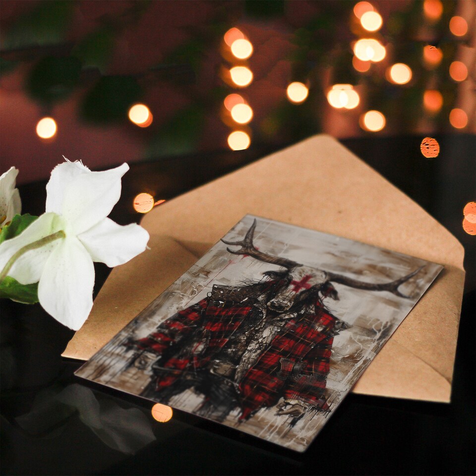 image 1 of Creepy Minotaur Texas Bull Man Concept Art Halloween Card