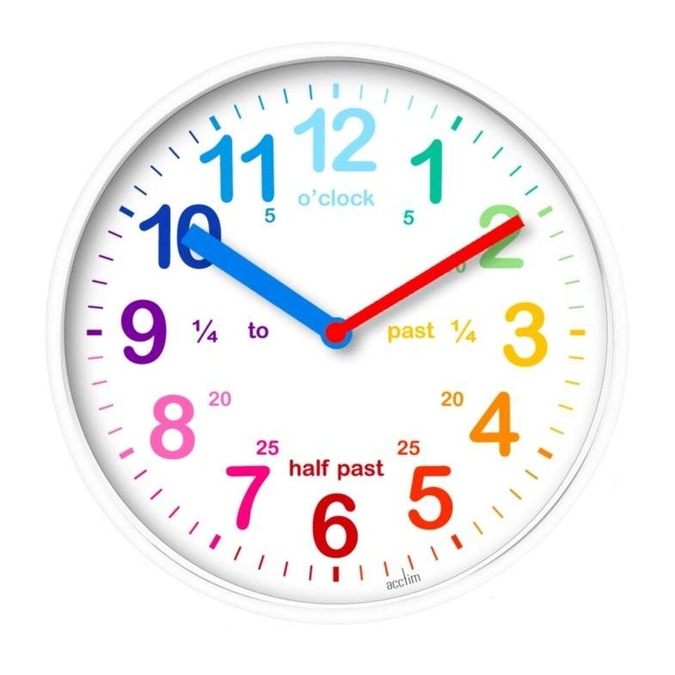 Acctim Wickford Childrens/Kids Time Teach Clock - White - 20cm