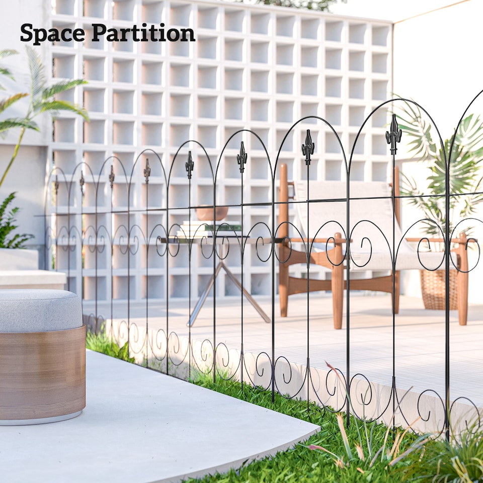 image 1 of Outsunny Decorative Garden Fencing 8PCs 44in x 12.5ft Metal Border Edging